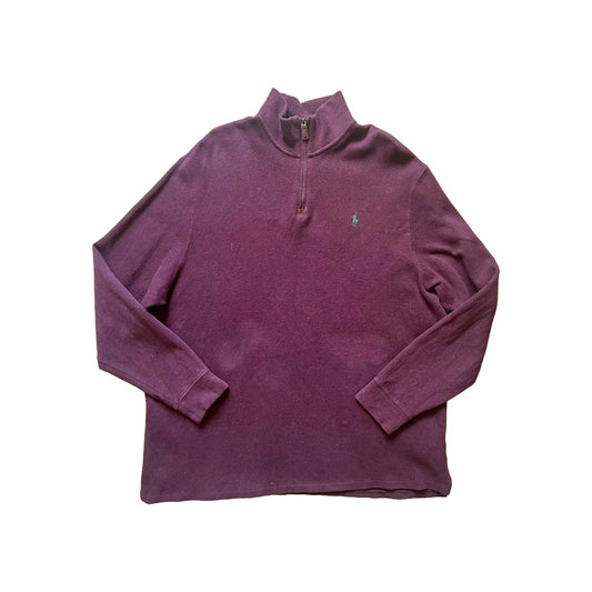 Polo Ralph Lauren Mens 1/4 Zip Sweater Size XXL Burgundy Purple Embroidered Pony Logo