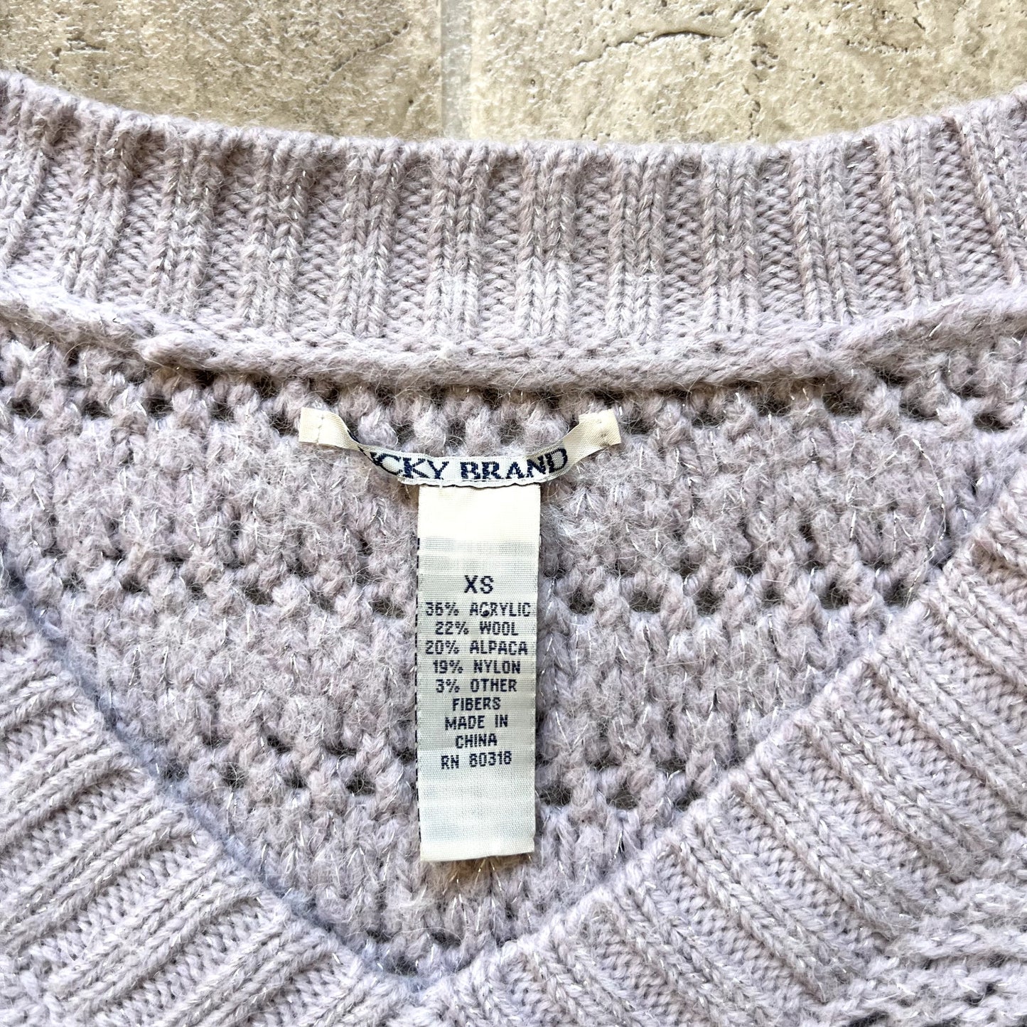 Vintage Y2K Lucky Brand Womens Sweater Wool Alpaca Blend Shimmer Coquette Cozy