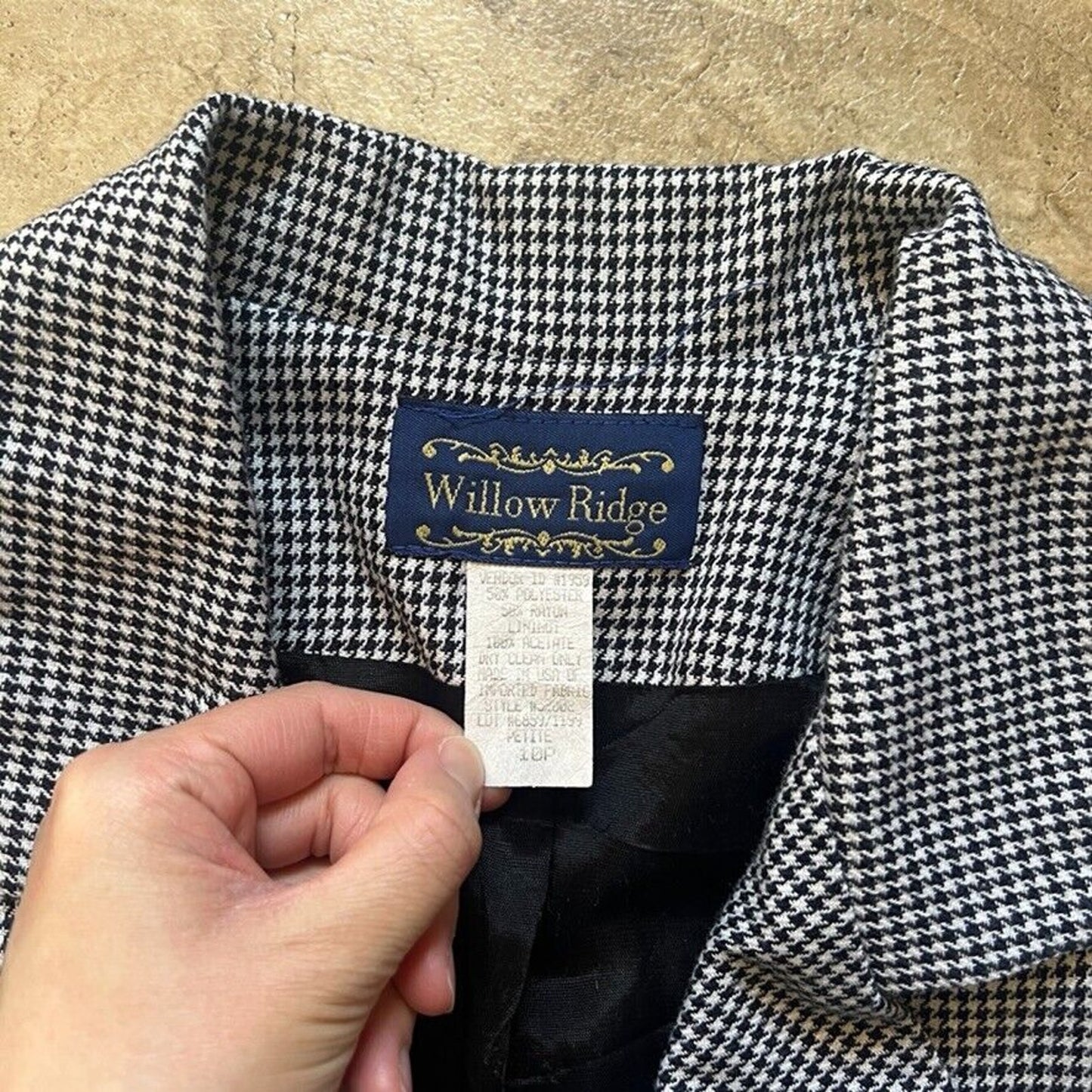 Vtg Womens Houndstooth Blazer 10 Office Corpcore Career Workwear Classic Preppy