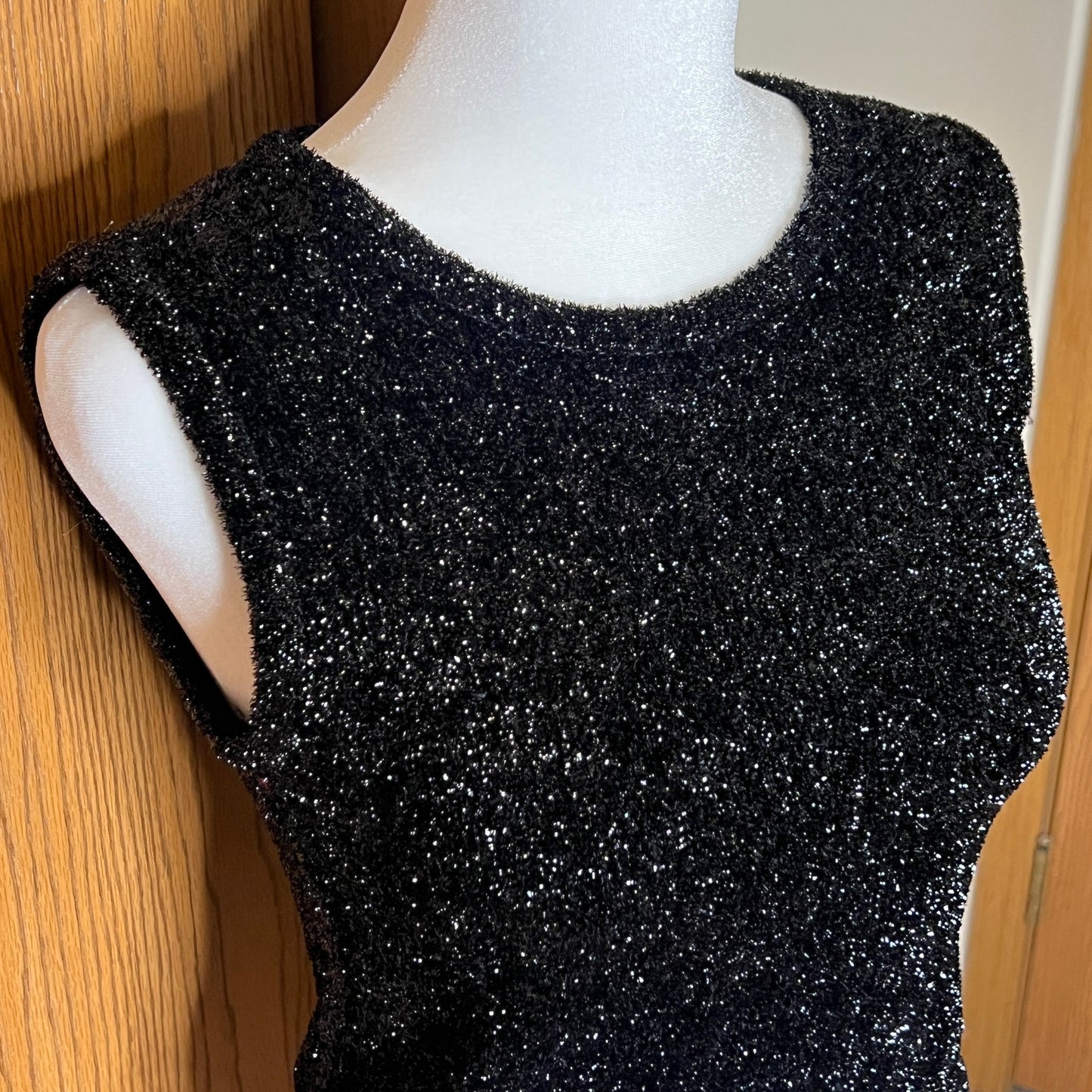 Vintage 90s Balenciaga La Mode Glittery Top Size 38 Black Cropped Shimmery NYE Holiday Party Special Occasion Luxury Glam