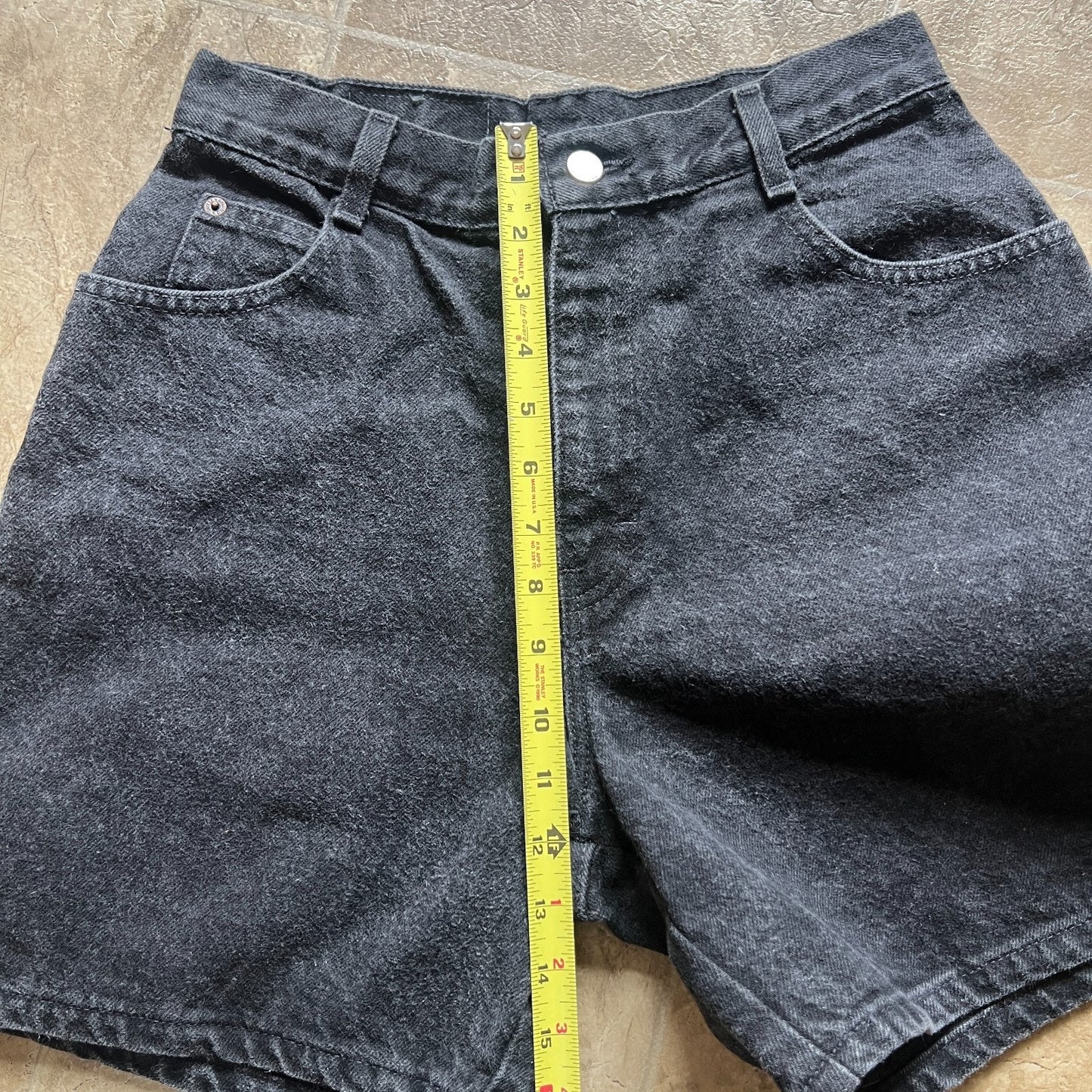 Vtg 90s Gitano Black Denim Shorts 10 High Waisted Festival Indie Goth Punk Rock