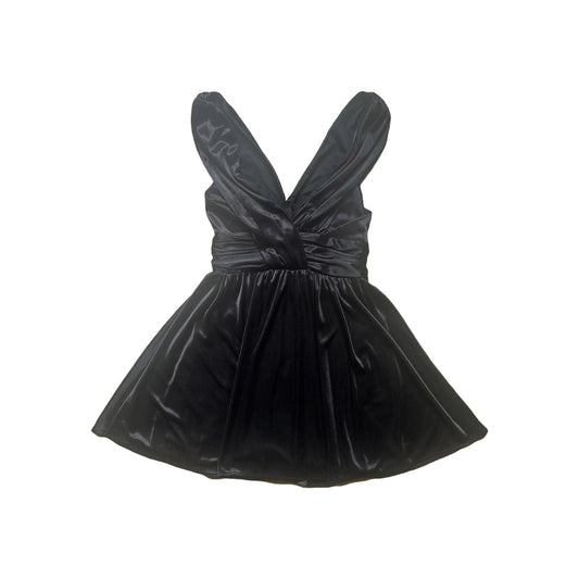 Vintage Y2K Twenty One Womens Babydoll Mini Dress Size S Black Satin Fairy Goth