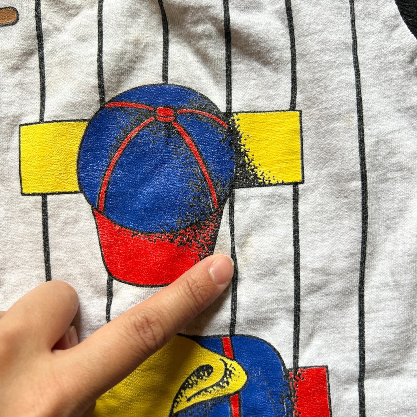Vtg 80s Wee Works Baseball Graphic Print T-Shirt Size 2 Striped Sporty Retro