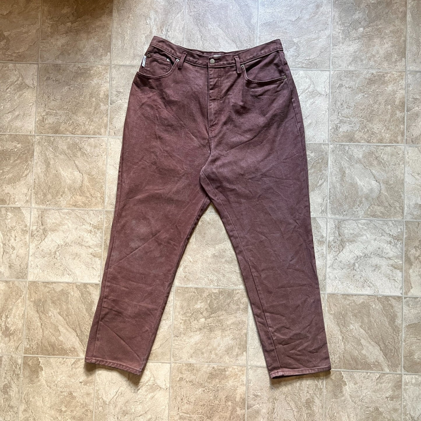 Vintage 90s Just USA Womens Brown Jeans Size 18 Straight Leg Classic