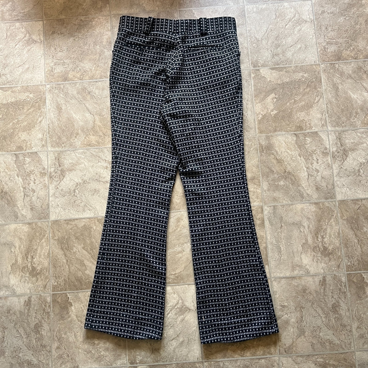 Vtg 70s Mens Double Knit Slacks Pants 38 Geometric Wide Leg Mod Disco Art Preppy