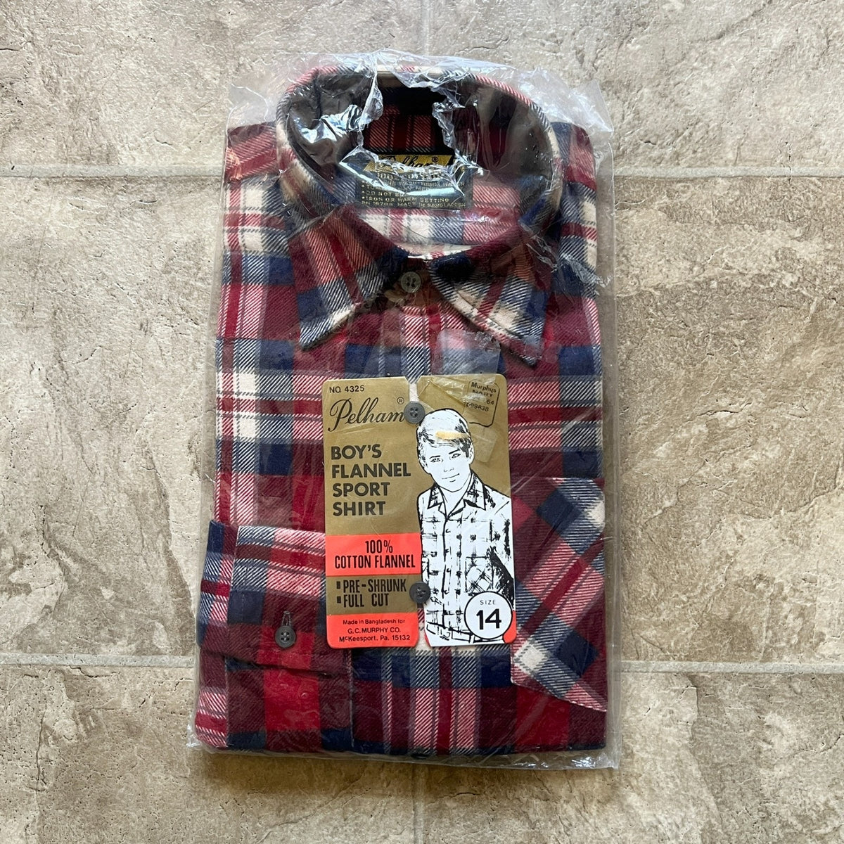 Vintage 60s Pelham Flannel Shirt Boys 14 Plaid Flannel Deadstock Autumn Classic