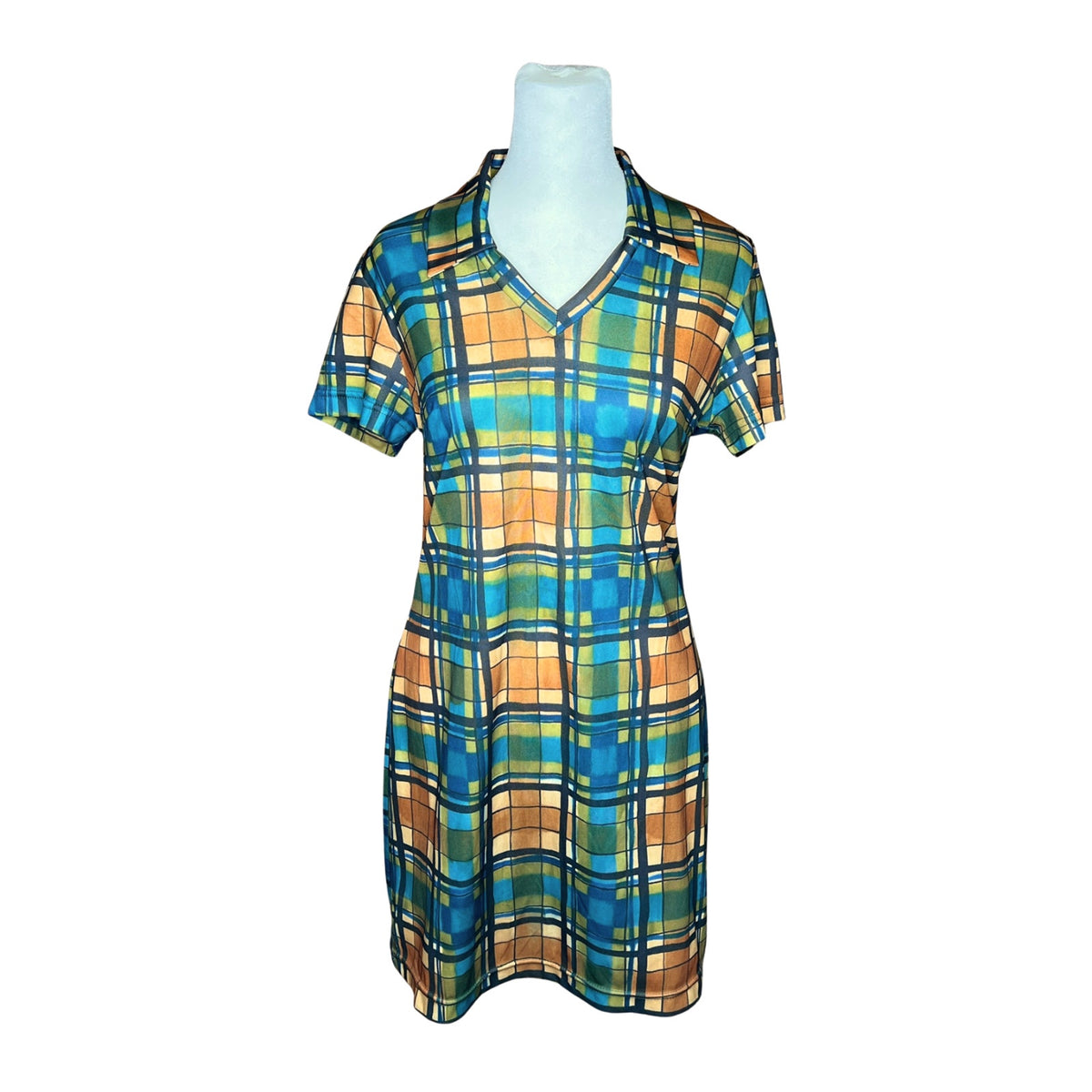Vtg 90s Bonkers Clothing Co Dress Multi-color Plaid Academia Preppy Mod Artsy