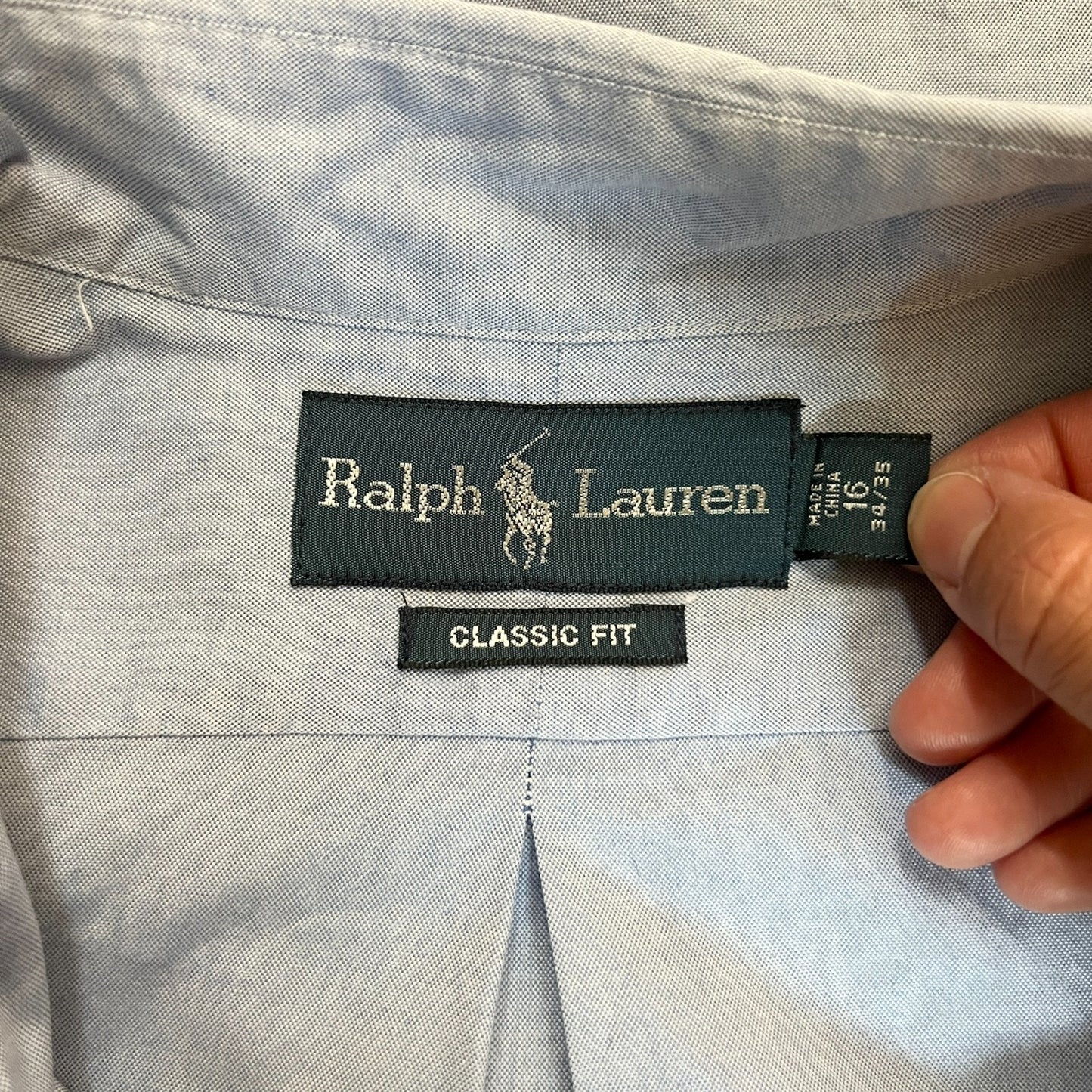 Vtg 90s Ralph Lauren Button-down Shirt 16 34/35 Blue Pony Classic Coastal Preppy