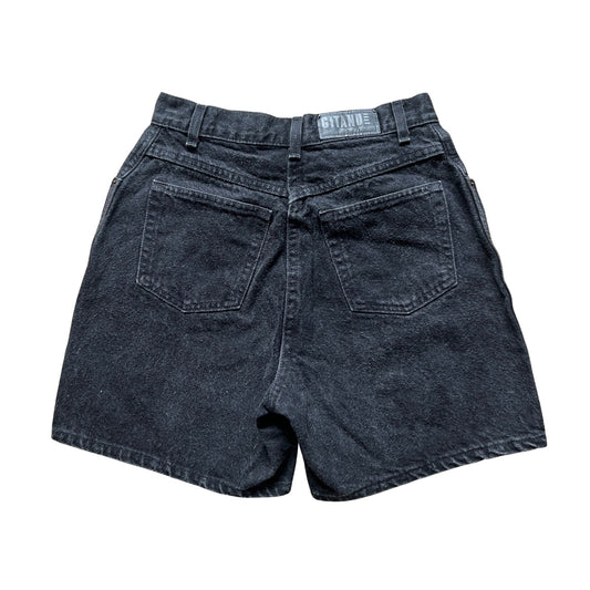 Vtg 90s Gitano Black Denim Shorts 10 High Waisted Festival Indie Goth Punk Rock