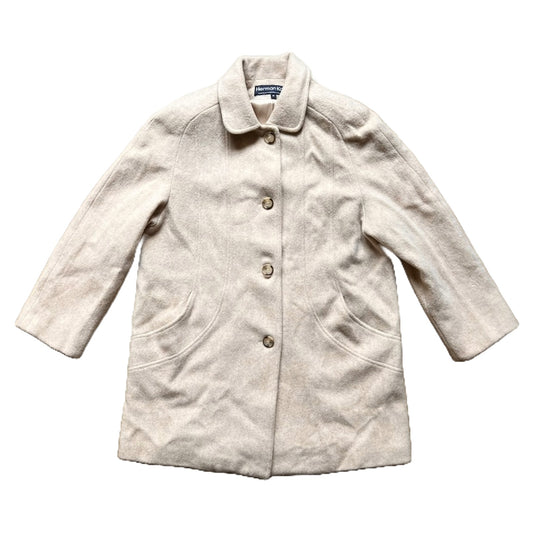Vintage Herman Kay Womens Wool Blend Trench Coat M Beige Cream