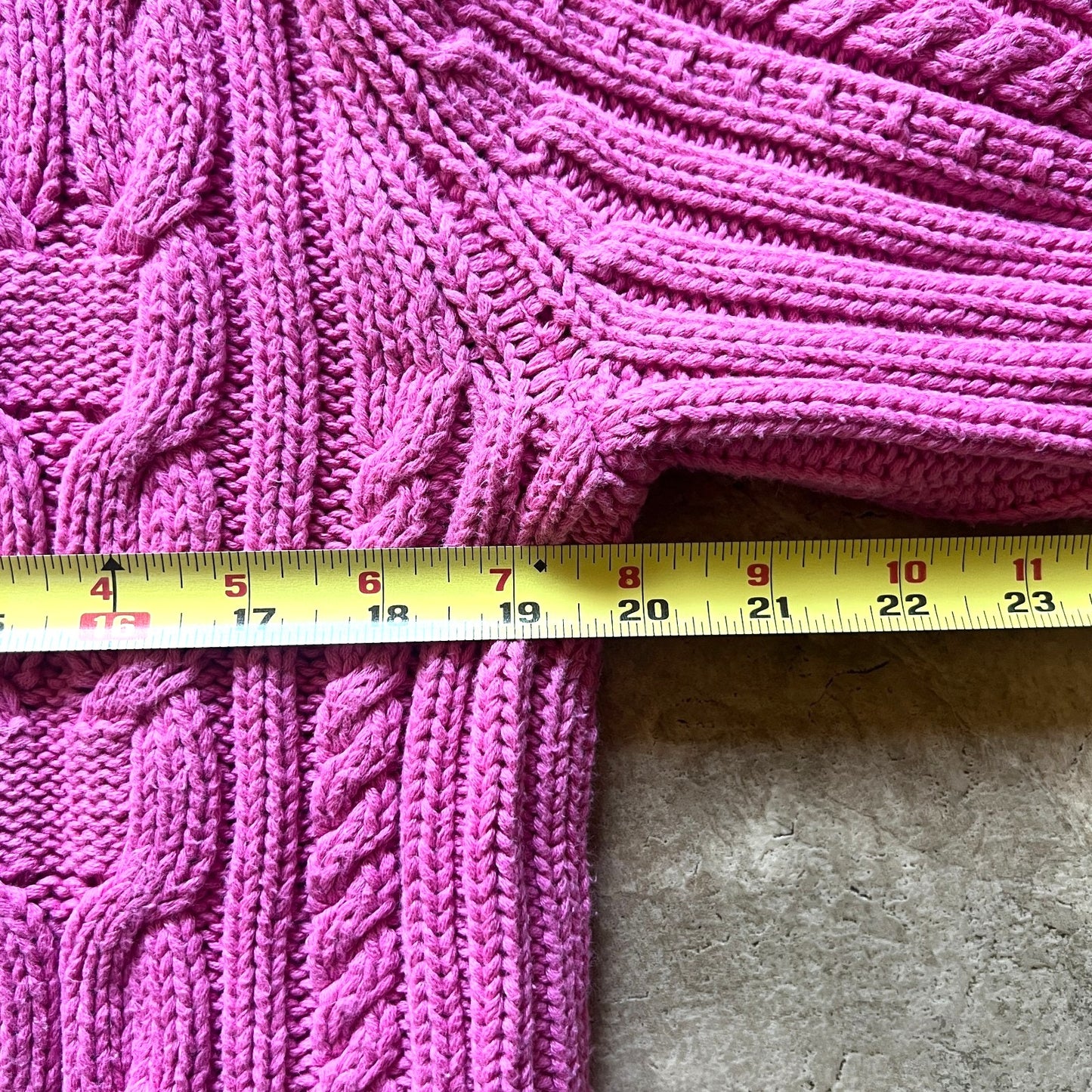 Chaps Womens Chunky Cable Knit Sweater Size XL Bubble Gum Pink Feminine Preppy Barbie