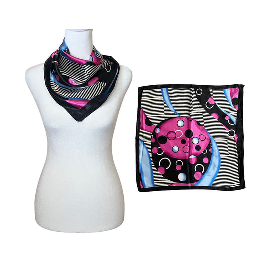 Vintage 80s Multi-color Geometric Scarf Groovy Disco Artsy Eclectic Psychedelic