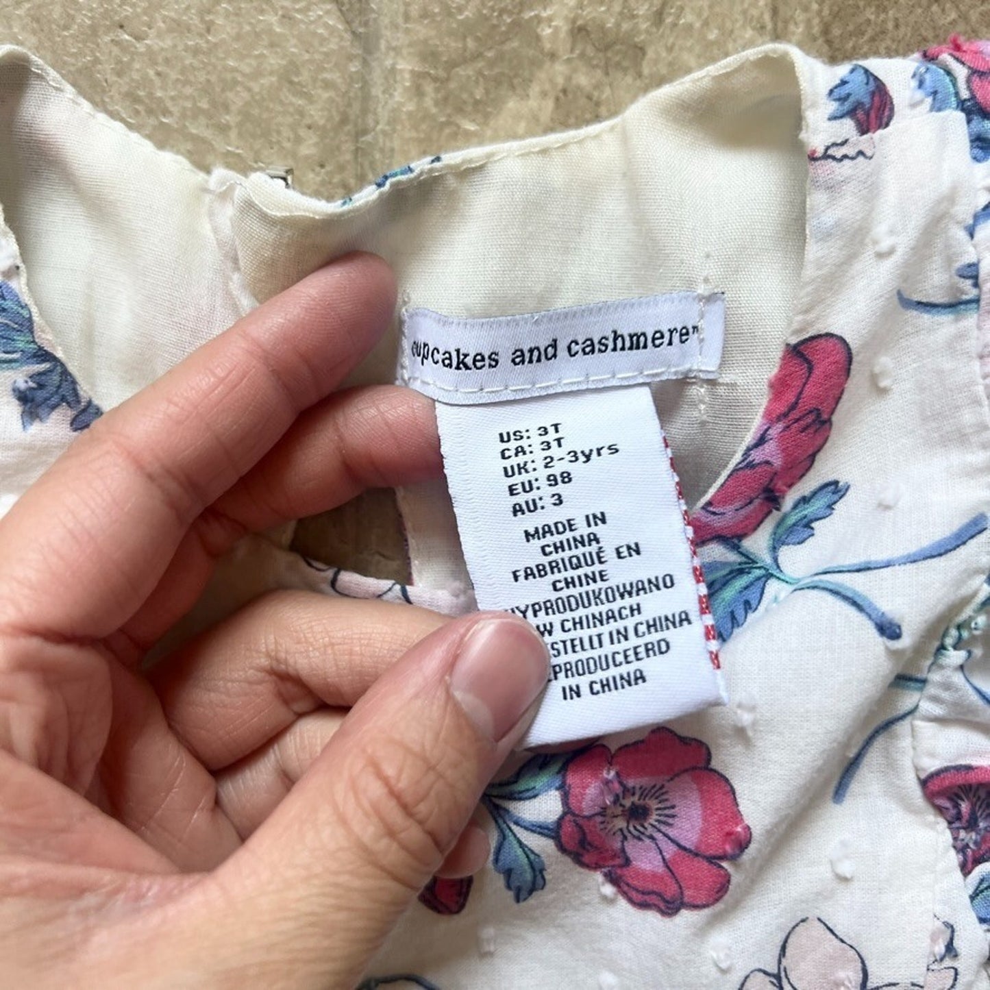 Cupcakes & Cashmere Toddler Dress 3T Floral Swiss Dot