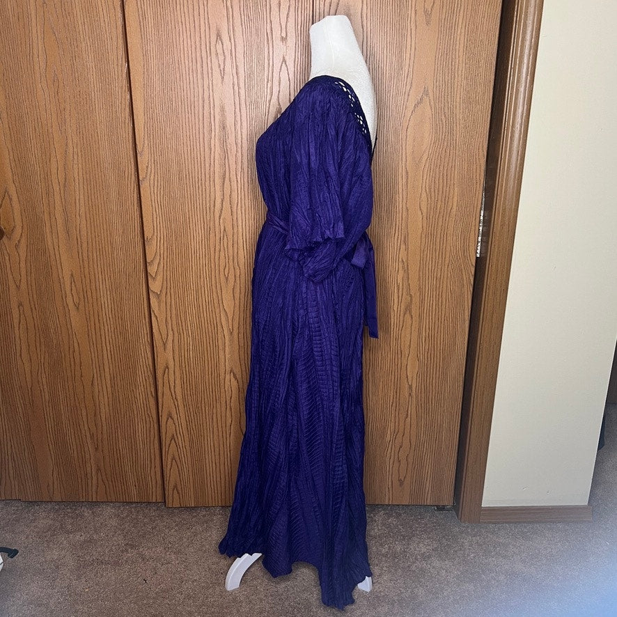 Vintage Bobbie Brooks Maxi Dress 3XL Purple Crochet Whimsigoth Witchy Boho Artsy