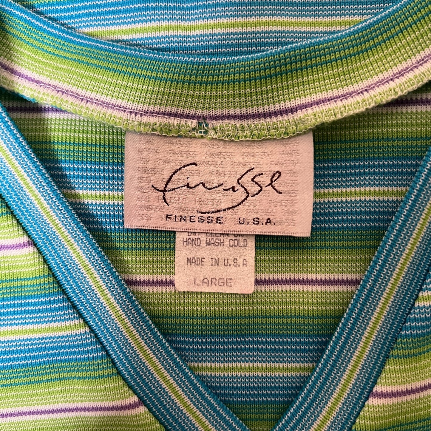 Vtg Y2K Finesse Striped Dress L Preppy Sporty Resort Beach Retro Pop Maximalist