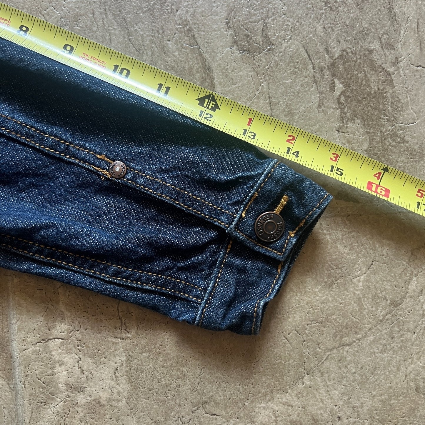 Oshkosh B'Gosh Kids Denim Jean Trucker Jacket Size 5 Snap Closure Logo Spellout