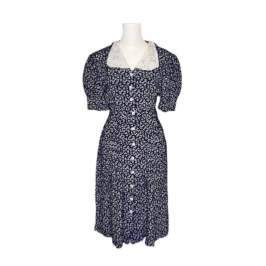 Vtg 90s Karin Stevens Prairie Dress 6 Ditsy Floral Cottagecore Whimsical Dainty