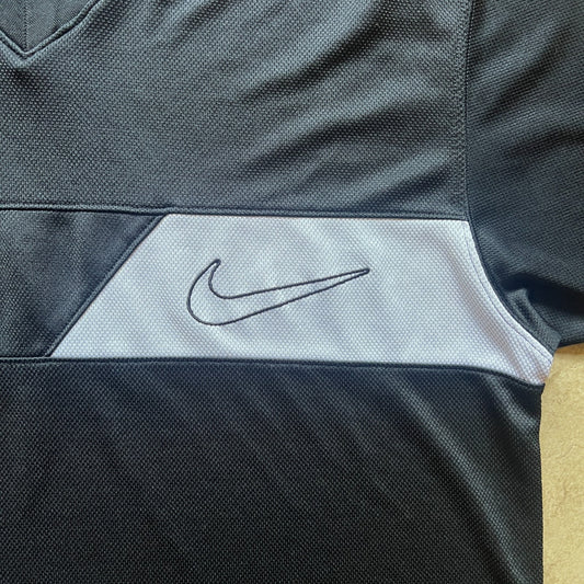 Vintage 90s Nike Mens Jersey Shirt Size L Black White Swoosh Logo