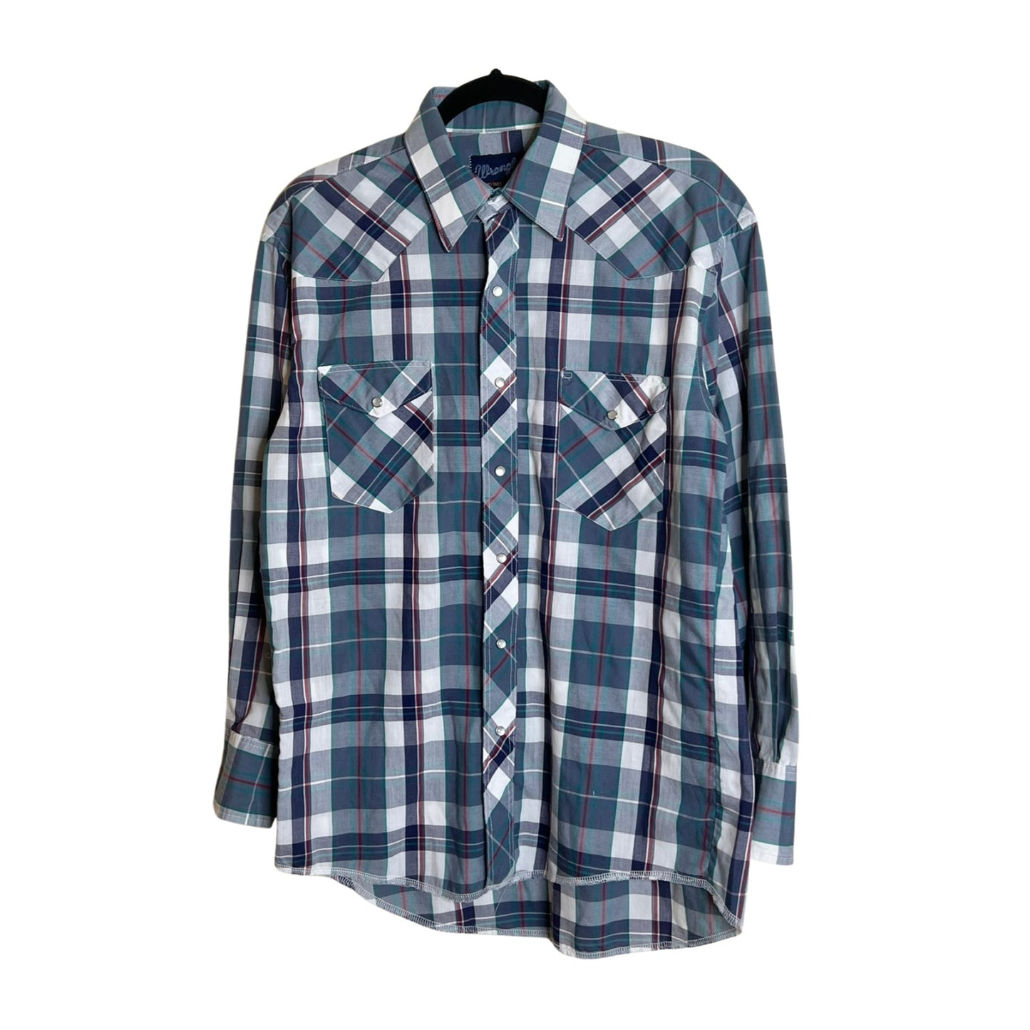 Vtg 90s Wrangler Button-down Shirt XL Plaid Pearl Snap Buttons Western Classic
