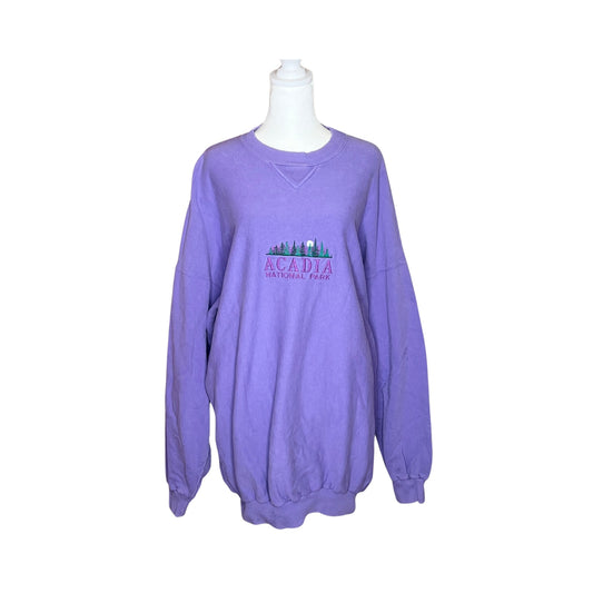 Acadia National Park Sweatshirt Purple Embroidered Outdoor Granola Girl Nature