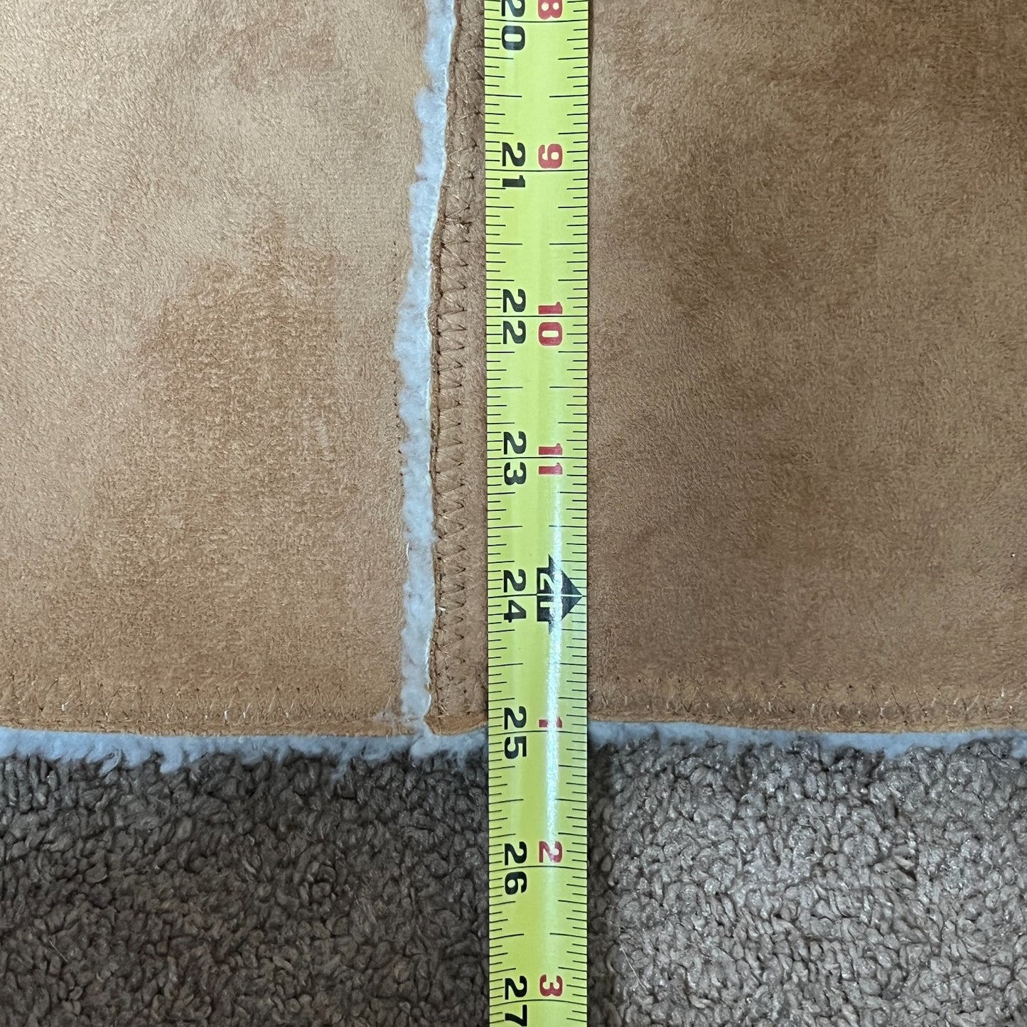 Vintage Y2K Denim & Co Womens Faux Suede Sherpa Vest Size S Camel Brown Hooded Boho Western