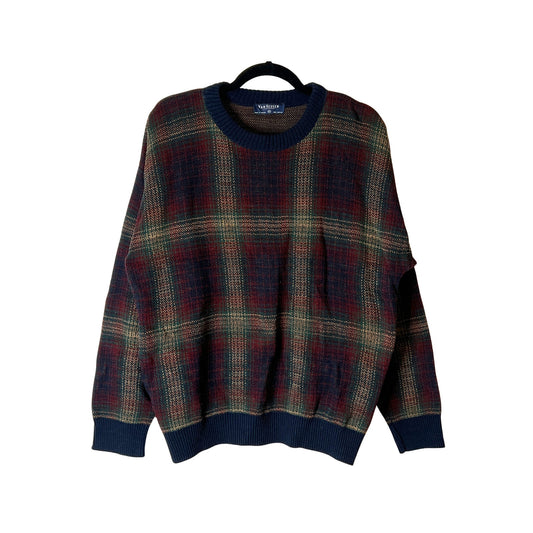 Vintage 90s Van Heusen Mens Sweater Size M Multi-color Slouchy Holiday Christmas Grandpacore Grunge