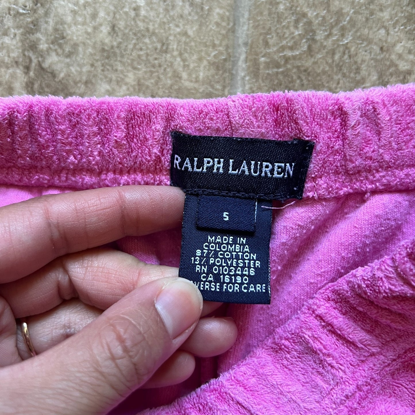 Ralph Lauren Girls Terrycloth Track Pants 5 Hot Pink Embroidered Pony Y2K Barbie