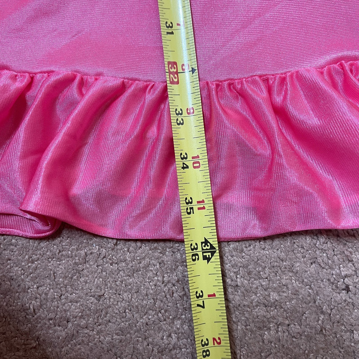 Vtg 60s Pink Slip Dress M Satin Ruffled Lace Collar Coquette Soft Girl Feminine