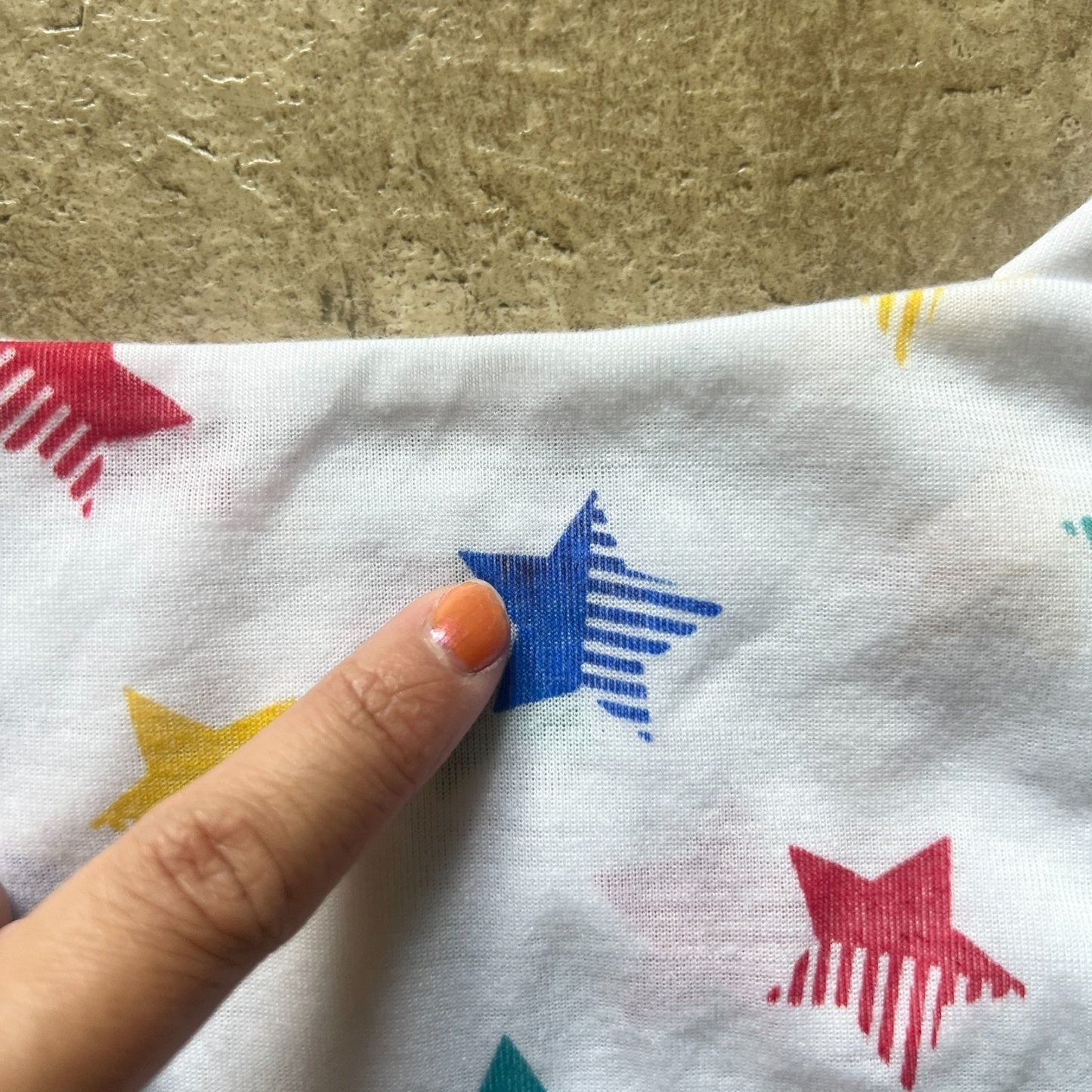 Vtg 80s Nite Lees Baby Romper 12 Multi-color Star Print Patriotic 4th of July