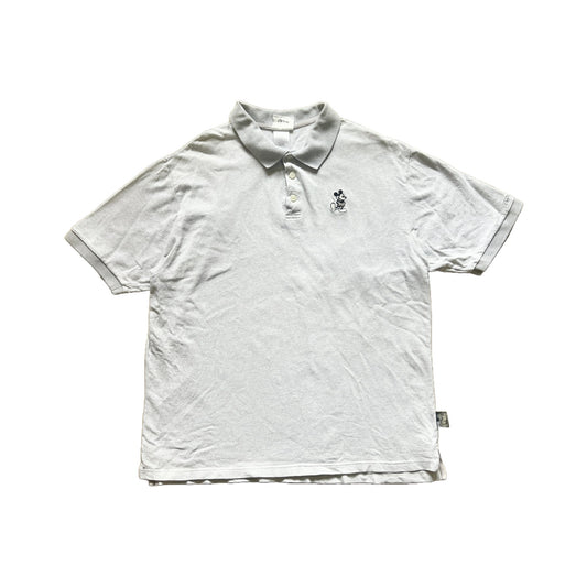 Vtg Disney World Mens Mickey Embroidered Polo T-Shirt Gray Golf Preppy Classic