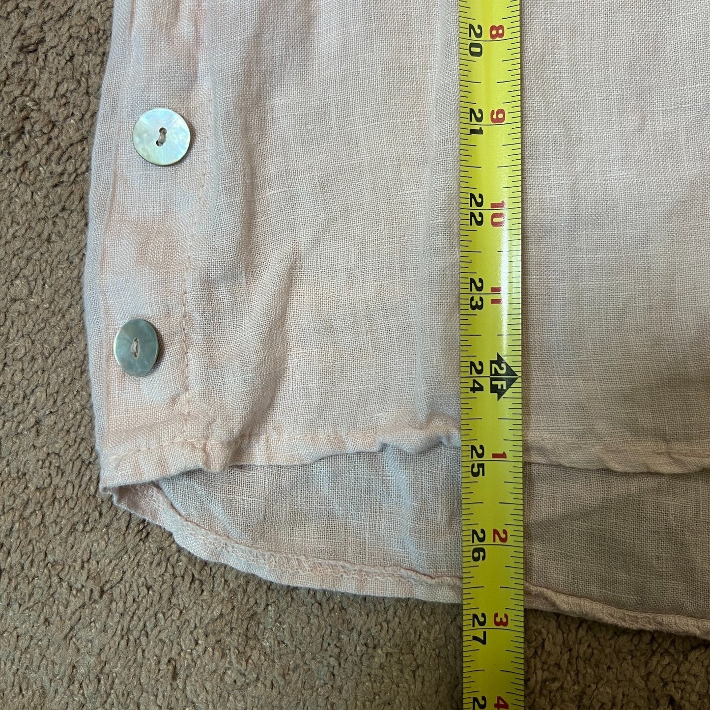 Lungo L’arno Linen Top L Pink Embroidered Mother of Pearl Buttons Coastal Italy