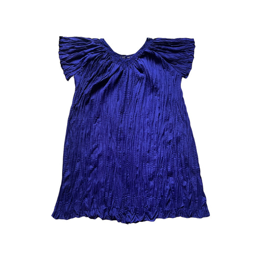 Vintage Bobbie Brooks Maxi Dress 3XL 22W Indigo Purple Crochet Neckline Crinkle Flowy