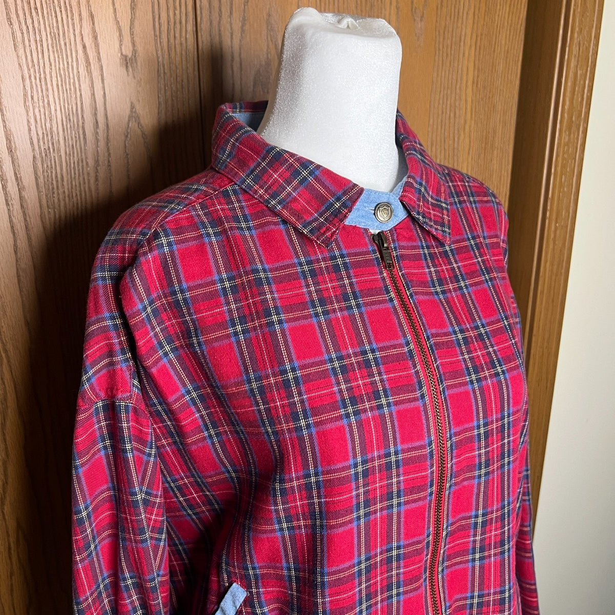 Vtg 90s Jantzen Tartan Plaid Harrington Jacket Classic Autumn Cabincore Academia