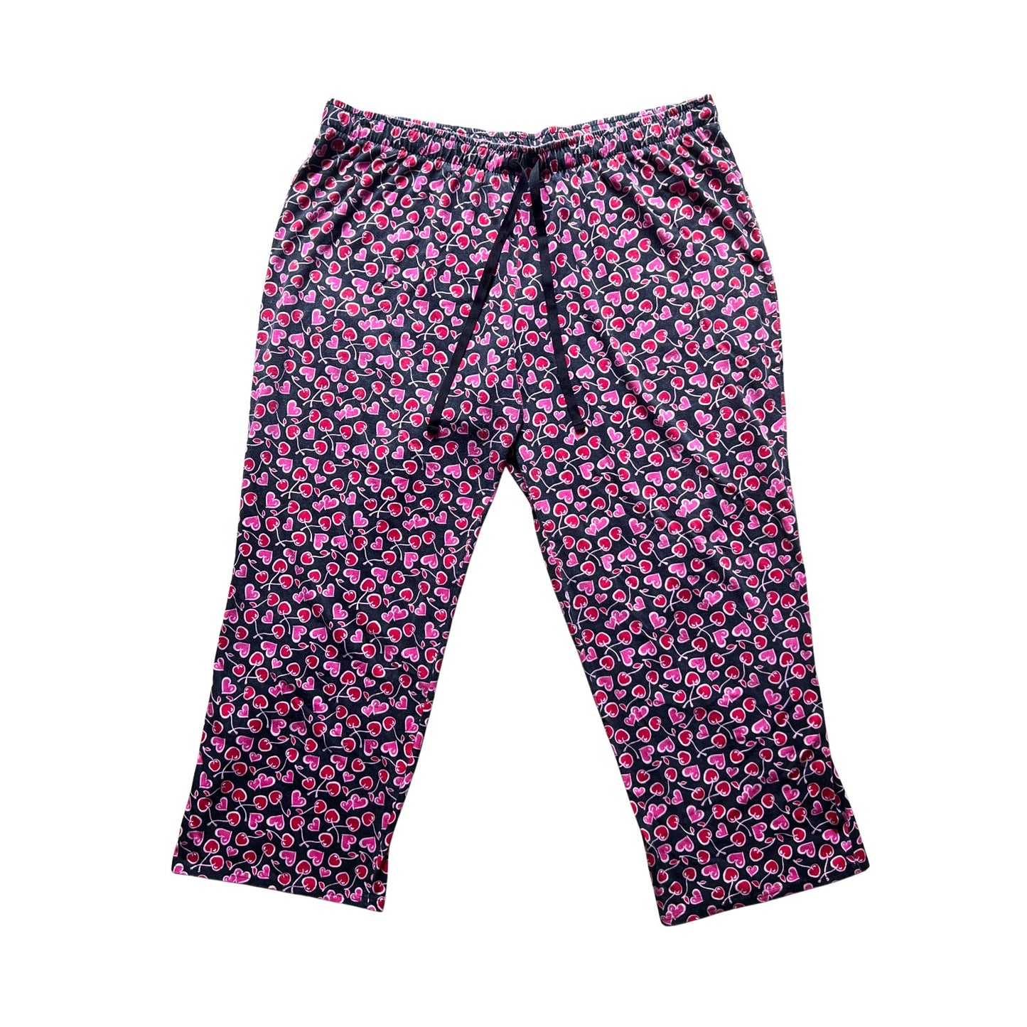 Vtg Y2K Fashion Bug Pajama Pants 2X Cherry Heart Print Girly Romantic Sleepover