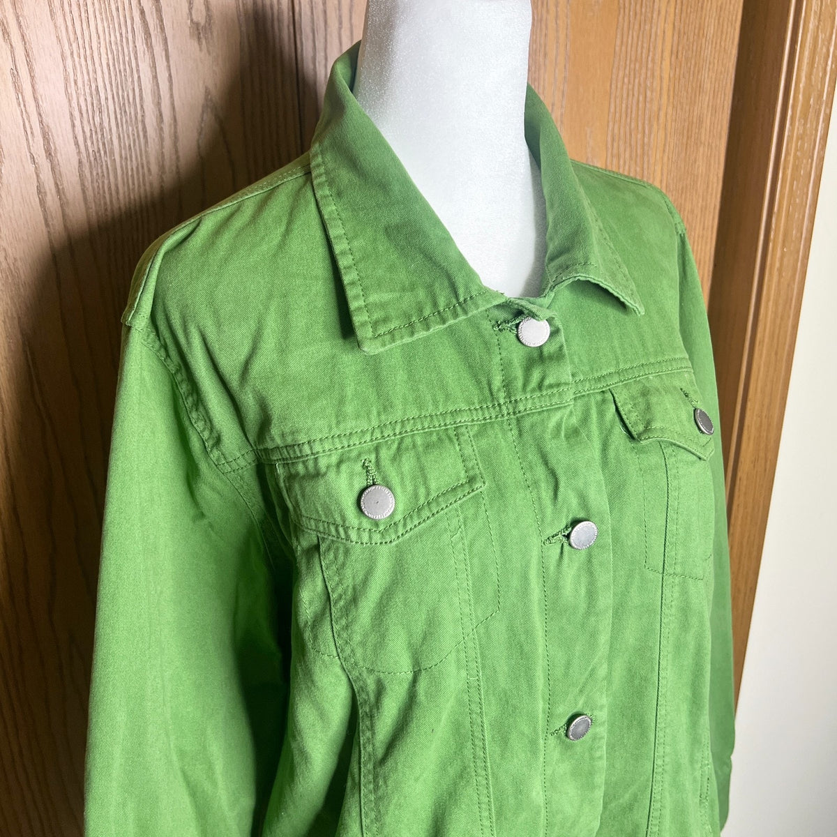 Vtg Womens Jacket XL Avocado Green Whimsical Artsy Funky Vibrant Utility Retro