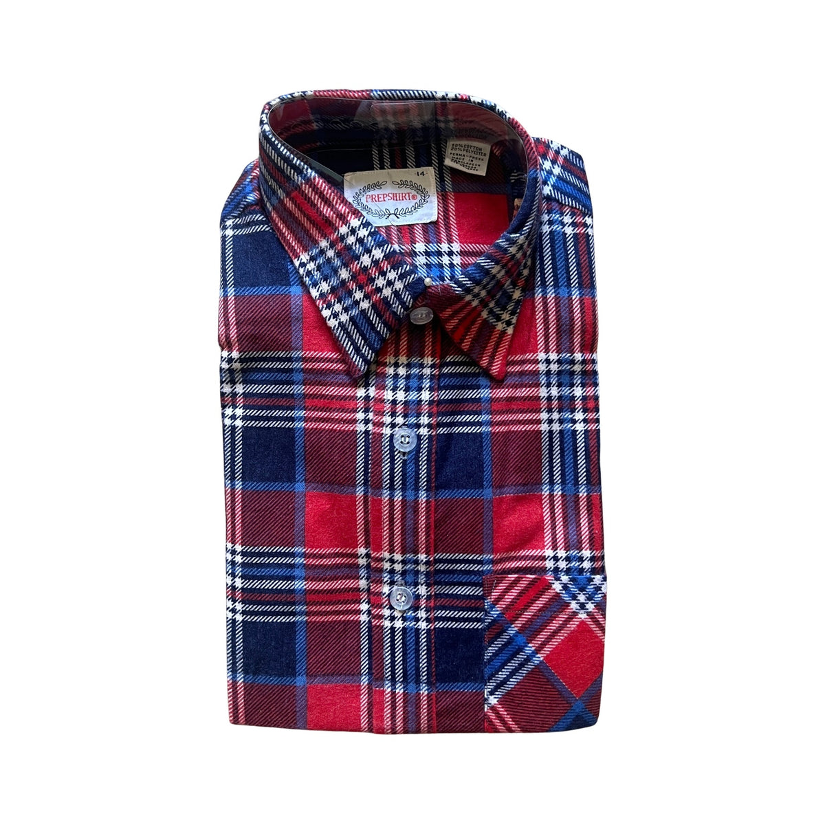 Vintage 70s Towncraft Prep Shirt Boys 14 Plaid Flannel Deadstock Autumn Classic