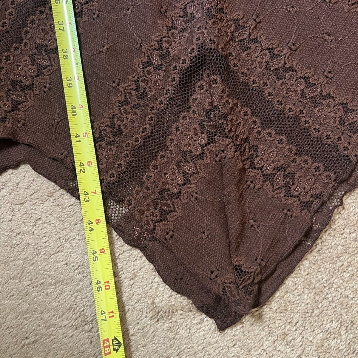 Vtg Y2K B. Moss Chocolate Brown Dress Hankerchief Lace Fairy Whimsigoth Romantic