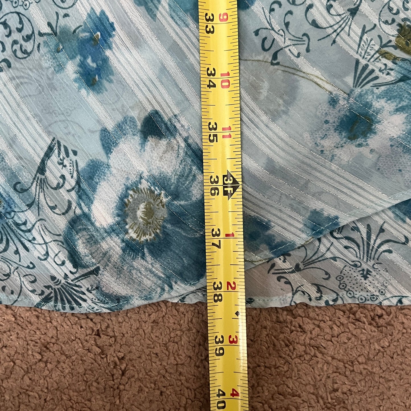 Vtg 90s R&M Richards Midi Dress Size 12P Blue Floral Fairy Whimsical Romantic