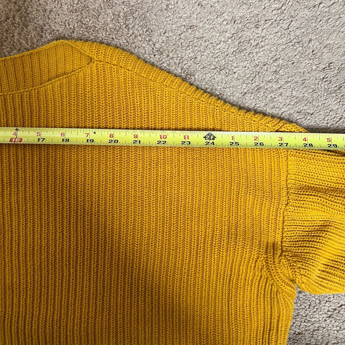 French Connection Sweater S Mustard Yellow Ribbed Slouchy Boat Neck Cozy Vivid