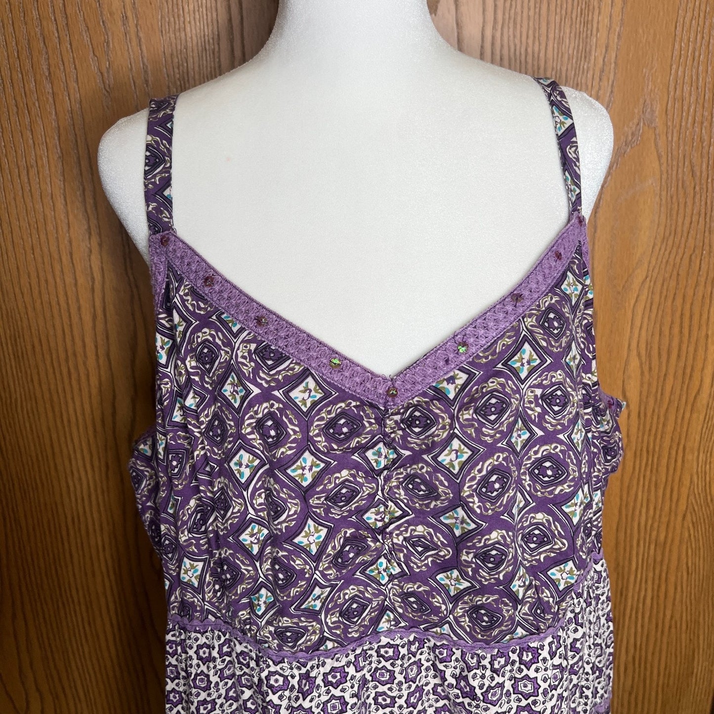 Vtg Y2K Fashion Bug Babydoll Tank Top 2X Purple Sequin Whimsigoth Fairy Festival