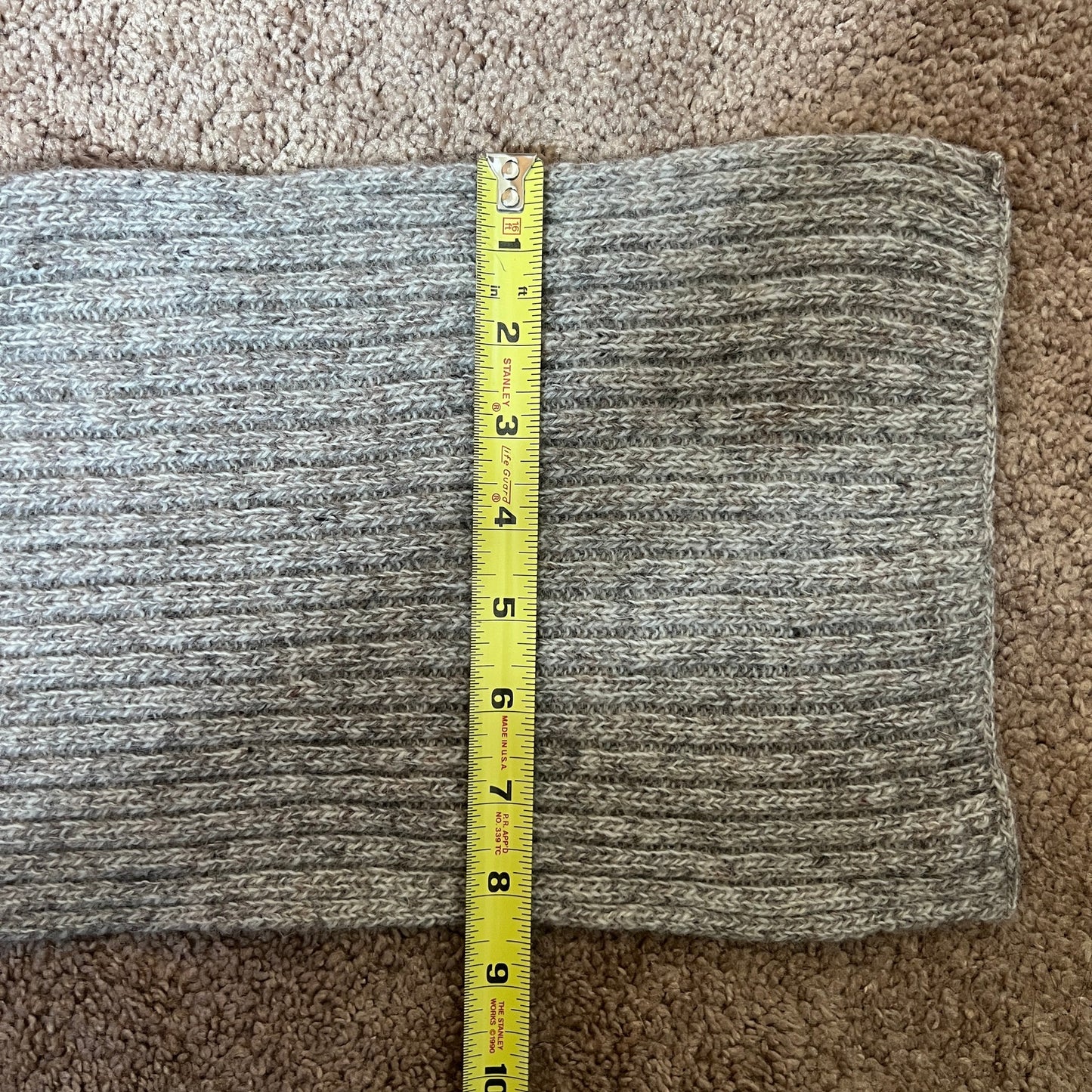 Wool Blend Ribbed Knit Scarf Gray Beige Minimalist Cozy Classic Fall Winter