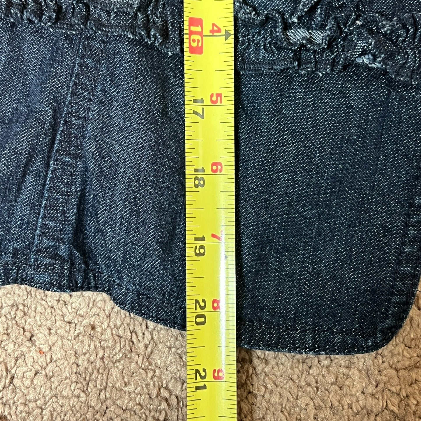 Ann Taylor Denim Ruffled Jacket Size 2P Y2K Office Siren Preppy Feminine Classic Formal