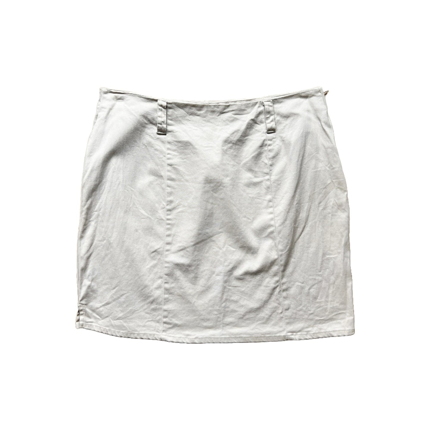 Vtg Y2K Fashion Bug Beige Mini Skirt 20 Outdoor Granola Girl Safari Minimalist