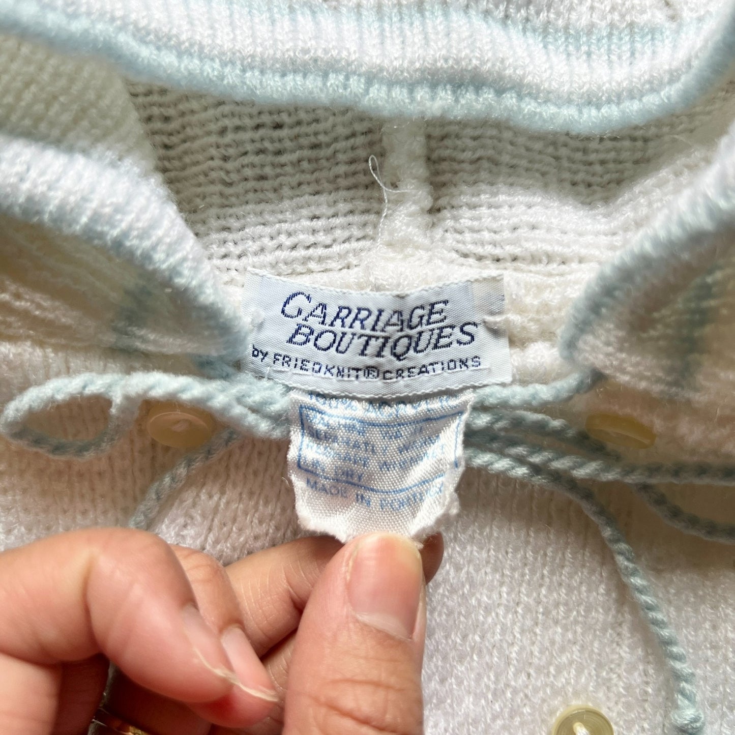Vtg Carriage Boutiques Knit Cardigan Hooded Embroidered Sailboat Nautical Beachy