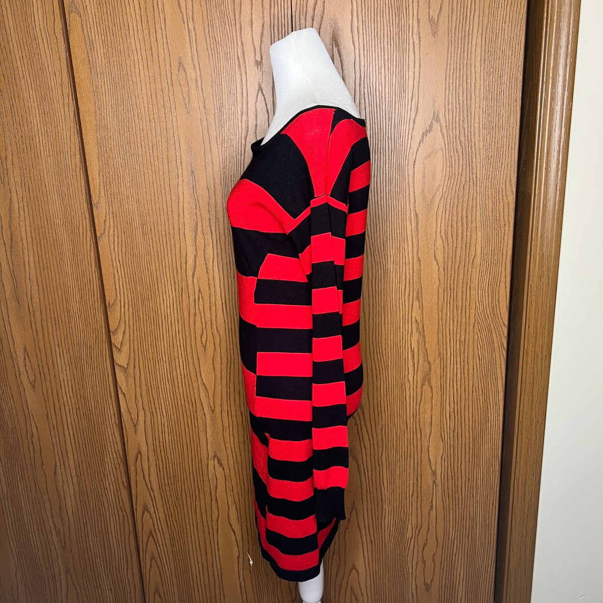 Vtg Y2K Say What Striped Sweater Dress Red Black Mall Goth Punk Grunge Halloween