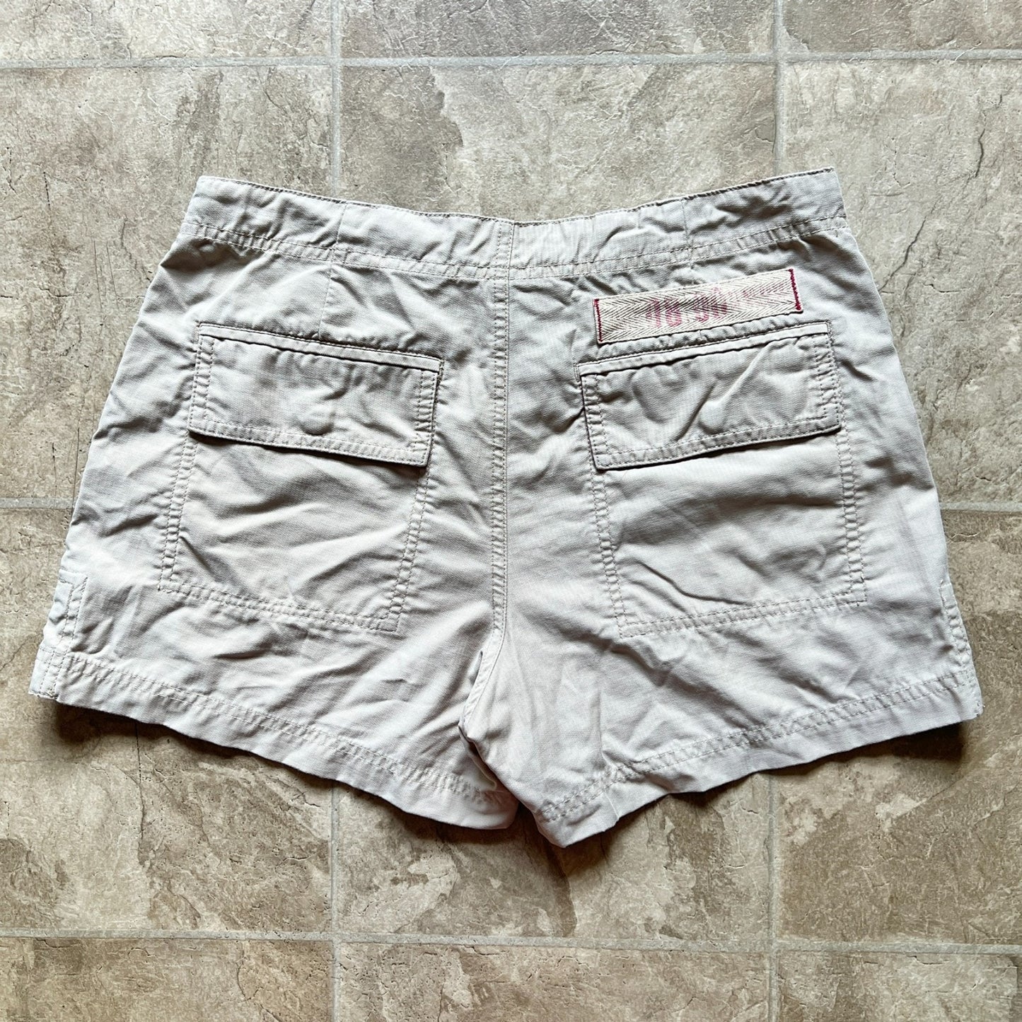 Vtg Y2K American Eagle Mini Cargo Shorts 2 Tan Low Rise Baddie Grunge Gorpcore
