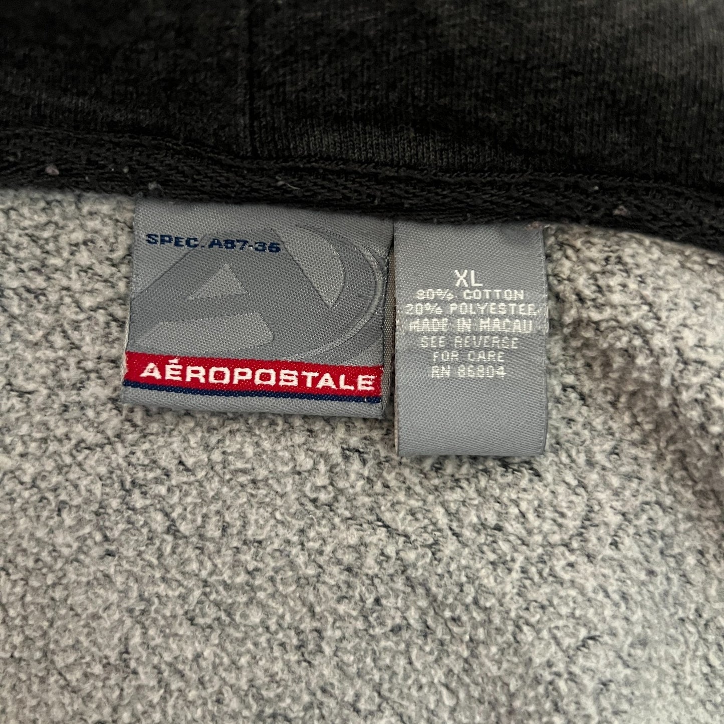 Vintage Y2K Aeropostale Mens Jacket Size XL Charcoal Gray Full Zip Hooded Skater Grunge