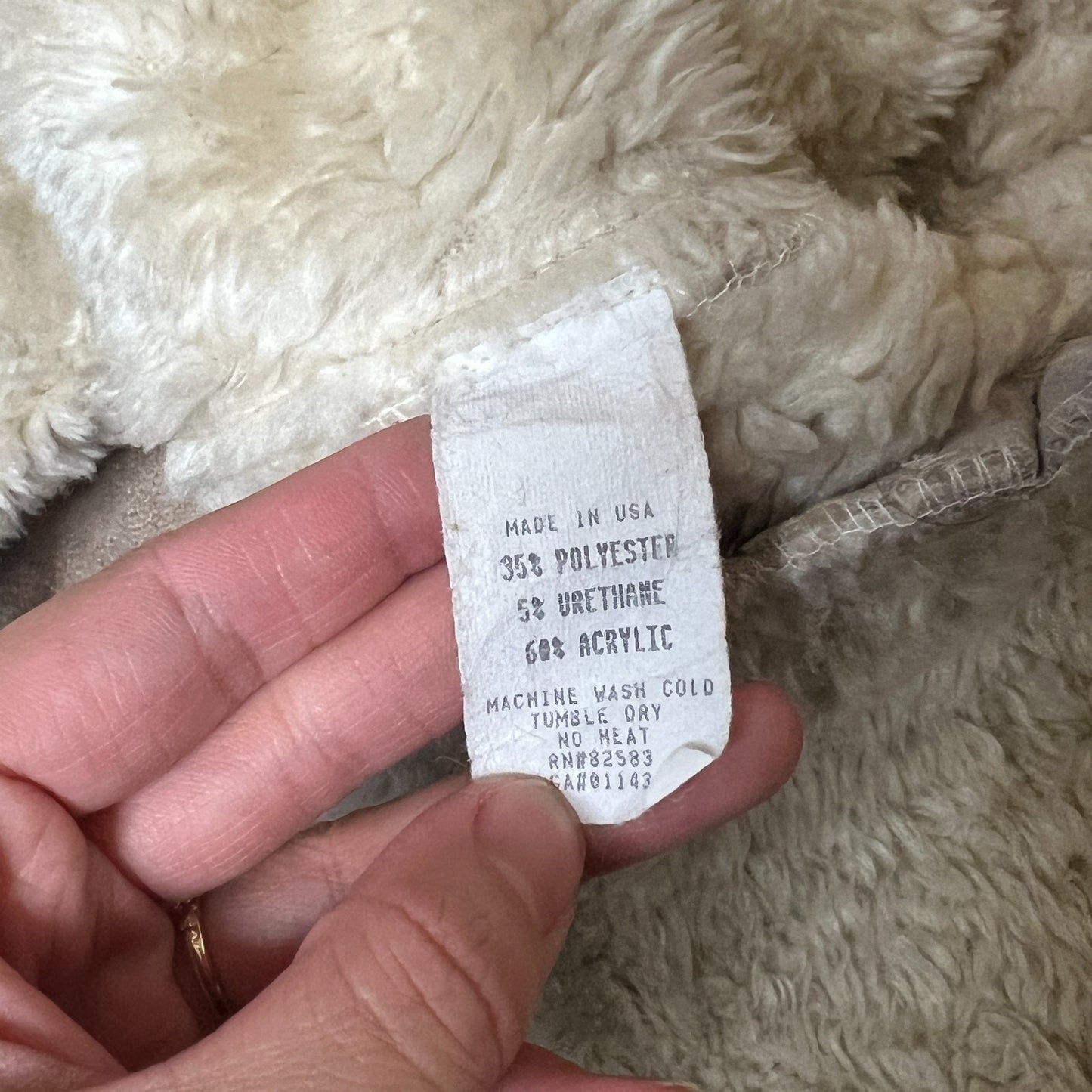 Vintage Y2K Turtle Fur Womens Faux Suede Jacket Size S Cream Sherpa Lined Abstract Artsy Boho Hippie Scandi