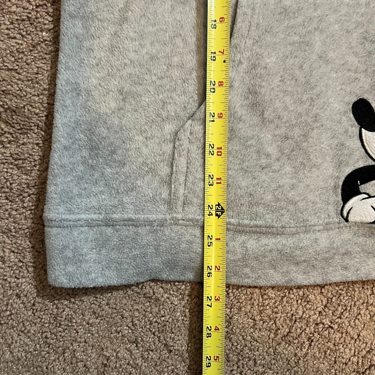 Vintage Y2K Disney Womens Fleece 1/4 Zip Sweatshirt Size L Mickey Mouse Gray Embroidered