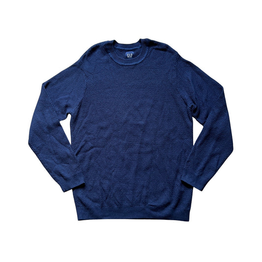 Vintage Y2K Gap Mens Knit Sweater Size L Navy Blue Crewneck Classic Minimalist Preppy Grunge